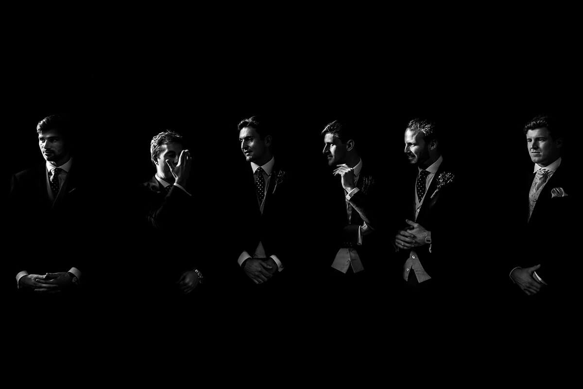 groomsmen in black and white