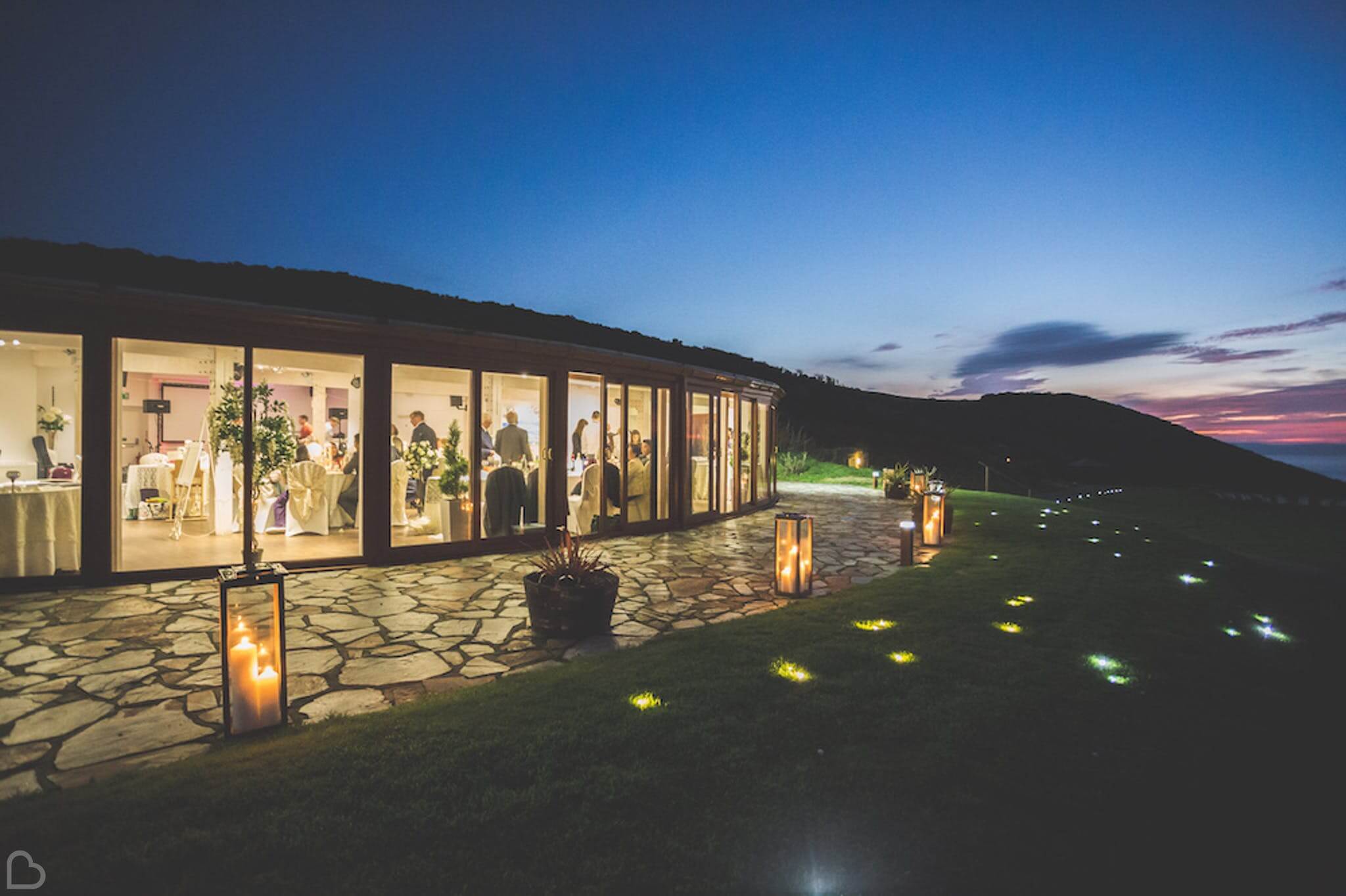 ocean kave at night a beach wedding venue in devon