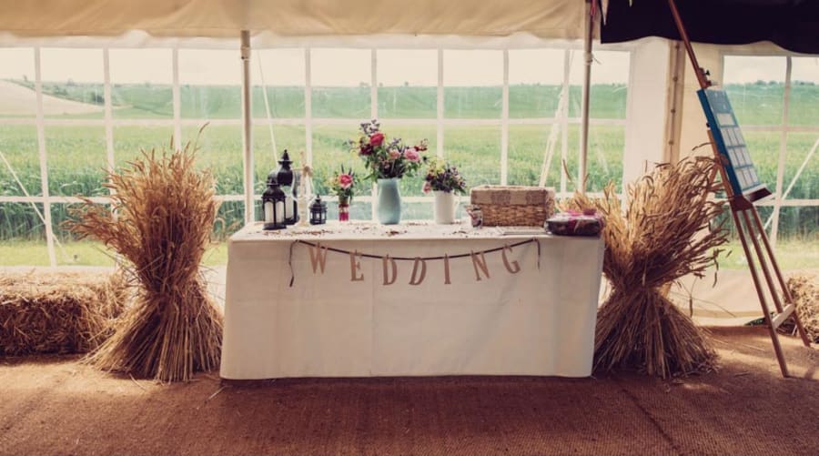 Outdoor | Farm | Barn | Rustic | Barn | Marquee | Tractor | Summer | Marlborough | Peter Smart #Bridebook #RealWedding #WeddingIdeas Bridebook.co.uk 