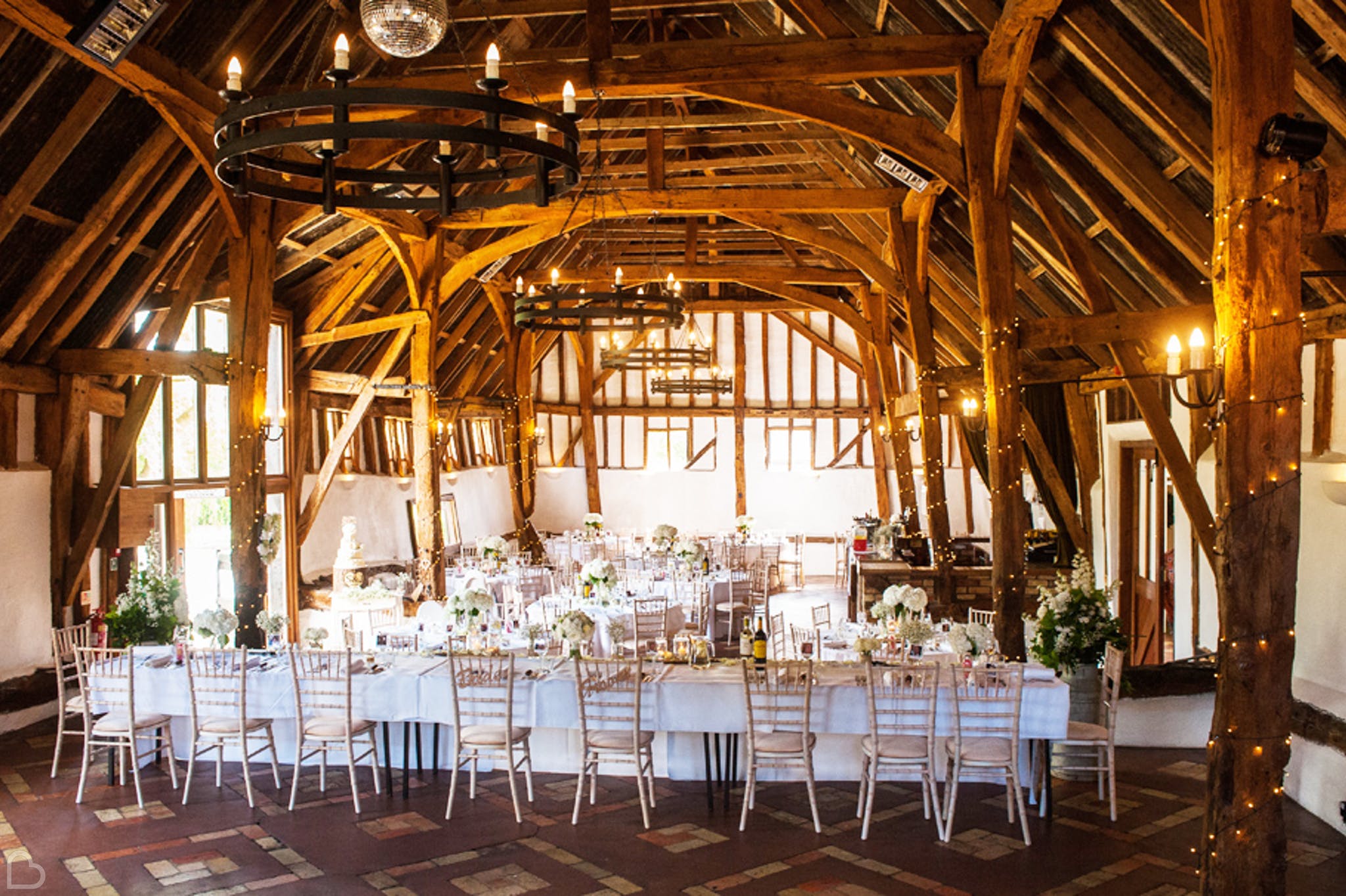 barn venue smeetham hall ready for a small wedding in essex