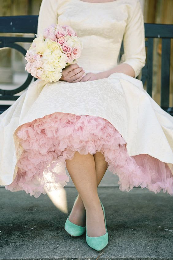 bridebook.co.uk bride with light blue wedding shoes