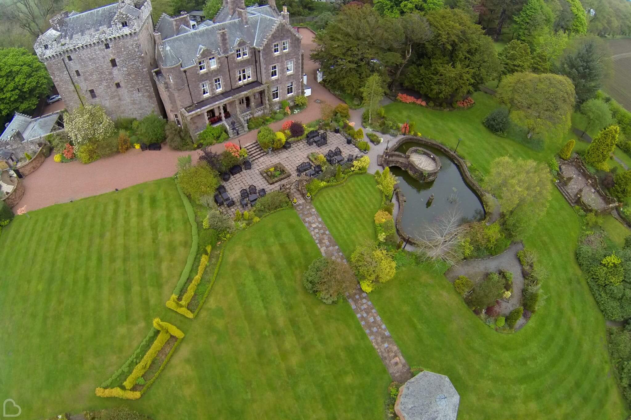 comlongon castle seen from above a castle wedding venue in dumfries